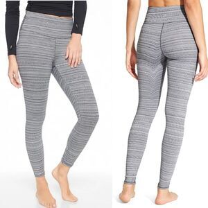Athleta High Rise Full Length Gray Jacquard Knit Chaturanga Tights Leggings XS